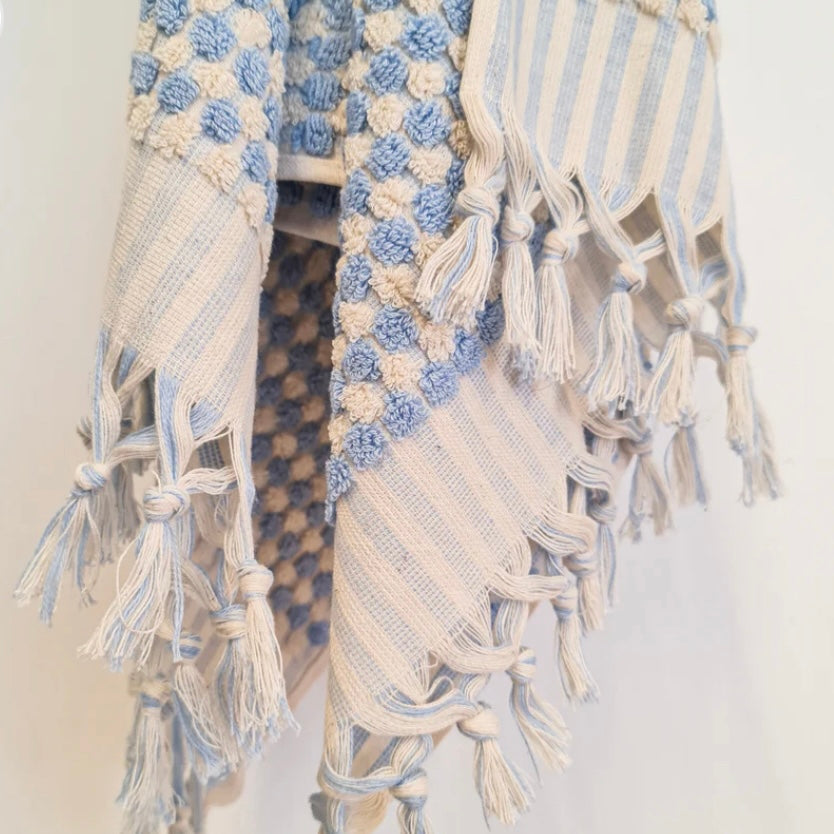 Pale Blue Dots Turkish Hand Towel with 100% Cotton