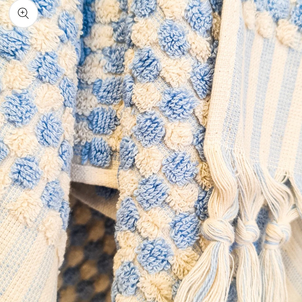 Pale Blue Dots Turkish Hand Towel with 100% Cotton