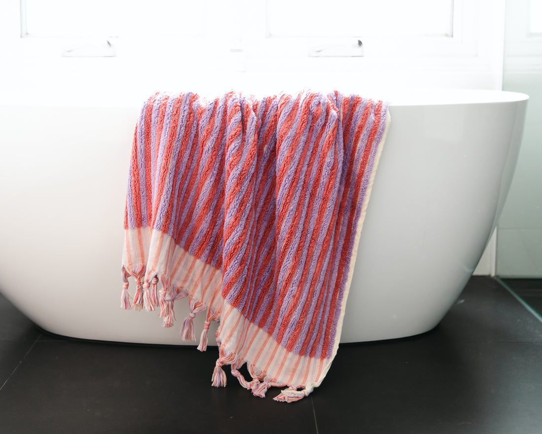 THIRSTY TOWEL CO. Limited Edition Sorbet Stripe Turkish Cotton Bath Sheet Towel