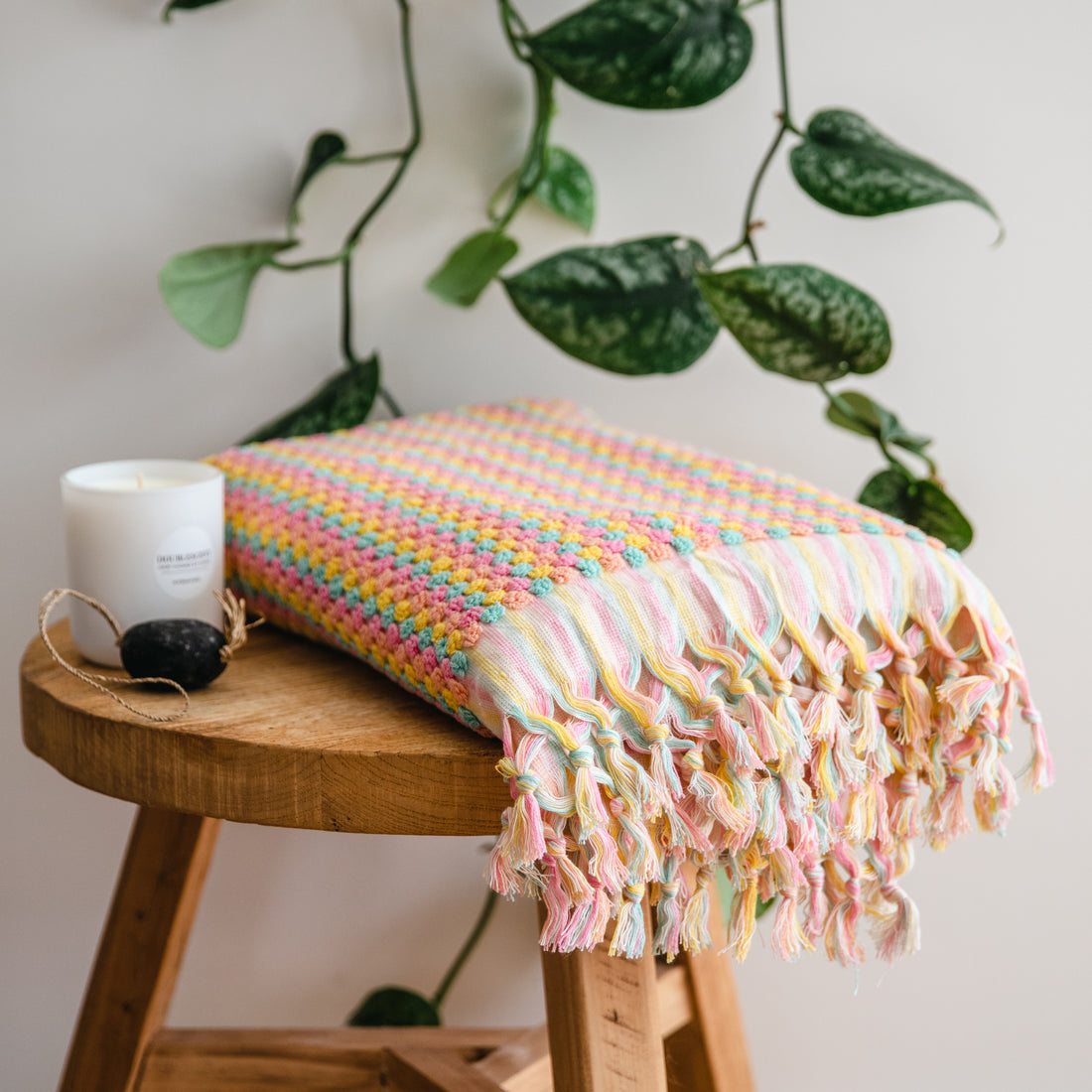 THIRSTY TOWEL CO. Limited Edition FRUIT TINGLE Pom Pom Turkish Bath Sheet Towel 100% Cotton