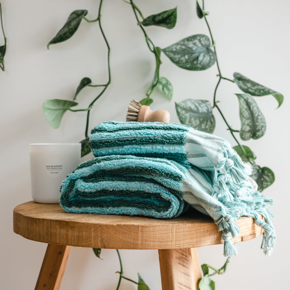THIRSTY TOWEL CO. Limited Edition 'Blue Hawaiian' Stripe Turkish Bath Towel 100% Cotton