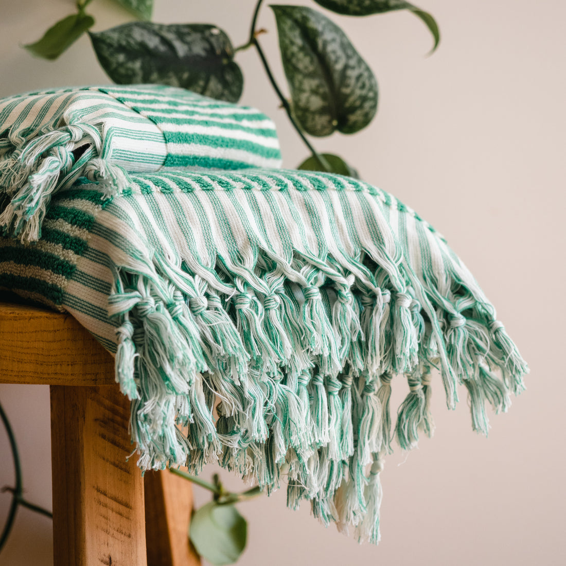 THIRSTY TOWEL CO. Limited Edition MINTIES Pom Pom Turkish Cotton Hand Towel