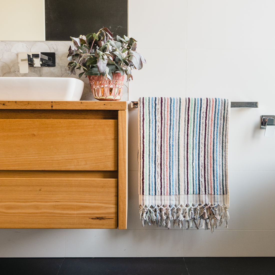 THIRSTY TOWEL CO. - Multi Coloured EUCY Stripe Turkish Cotton Hand Towel