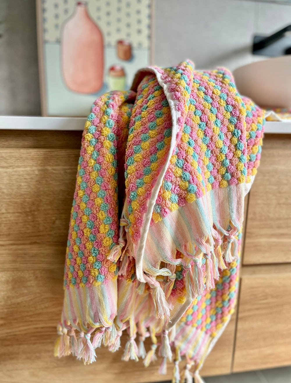 FRUIT TINGLE Pom Pom Turkish Bath Sheet Towel Cotton
