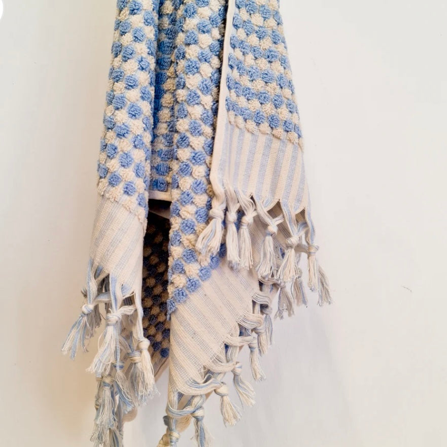 Pale Blue Dots Turkish Hand Towel with 100% Cotton