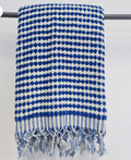 Indigo and White Dots Turkish Bath Sheet Towel Cotton