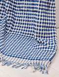 Indigo and White Dots Turkish Bath Sheet Towel Cotton