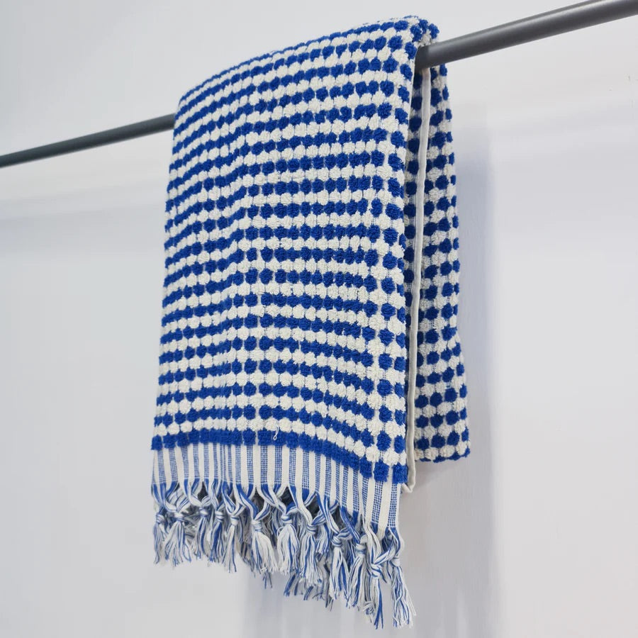 Indigo and White Dots Turkish Bath Sheet Towel