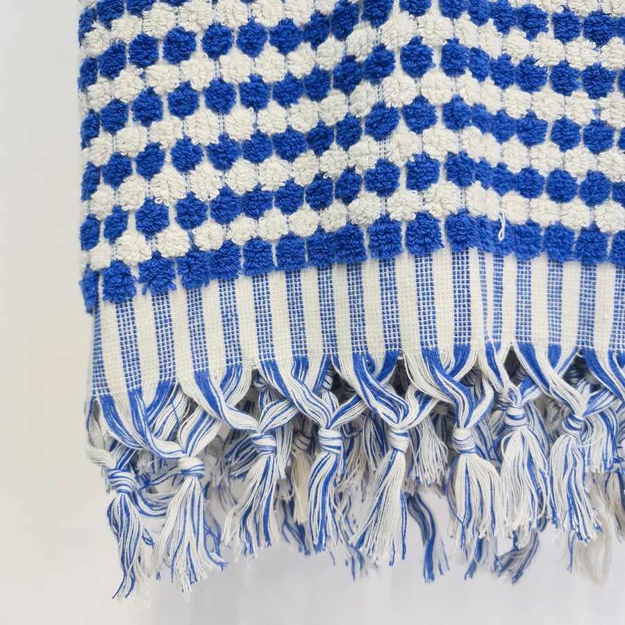 Indigo and White Dots Turkish Bath Sheet Towel