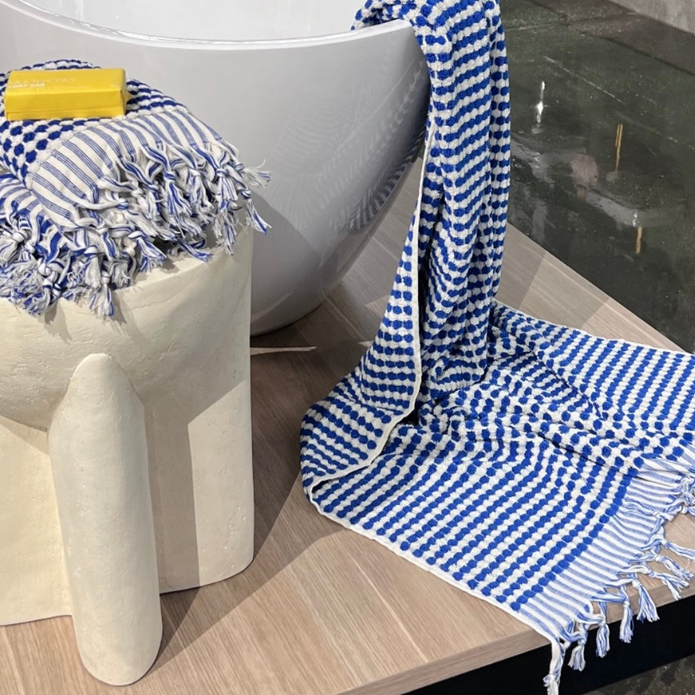 Indigo and White Dots Turkish Hand Towel