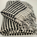 Black & White Pom Pom Turkish Bath Sheet Towel