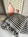 Black & White Turkish Pom Pom Hand Towel