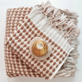 CARAMEL NOUGAT Pom Pom Turkish Bath Sheet Towel